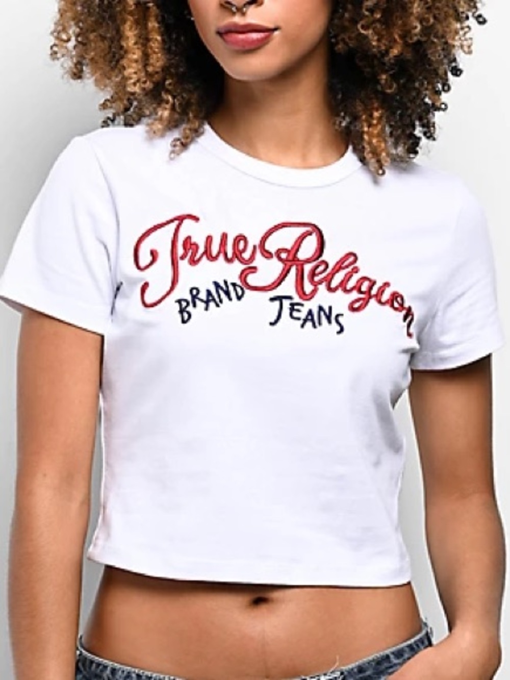 True Religion NWT White Cotton Logo Baby Tee Women’s Medium